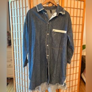 Denim Long Sleeve Shirt with Pocket Detail